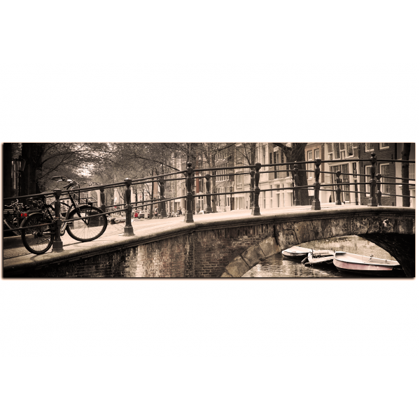 Obraz na plátně - Romantický most přes kanál - panoráma